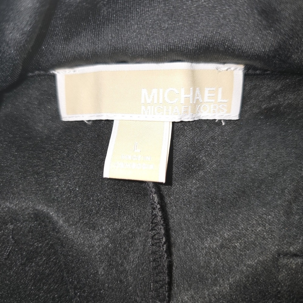Y2K Michael Kors Black Faux Leather Lined Pants Womens Large Crop Kick Flare - Picture 4 of 16